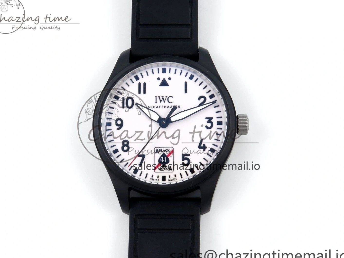 MIROTIME 0307 TravelReady Pilot IW326905 Black Aces M+F 1:1 Best Edition White Dial on Black Rubber Strap MY 7000